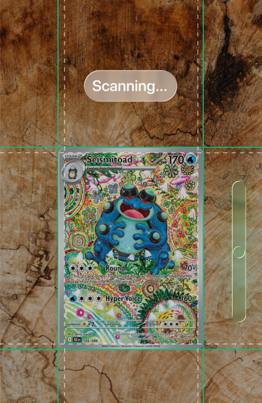 A mockup of scanning a pokemon card on iPhone